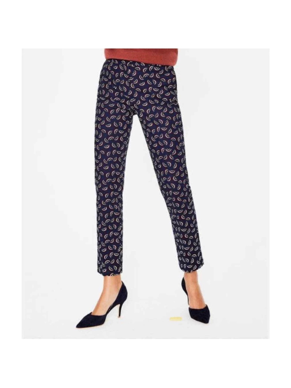 Boden Navy Richmond ankle trouser Pants rainbow print T0114